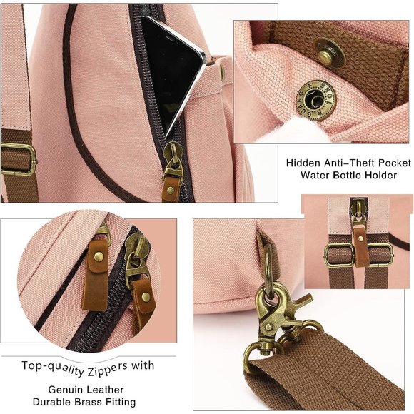 Women Small Casual Canvas Sling Crossbody Shoulder Backpack main image 6